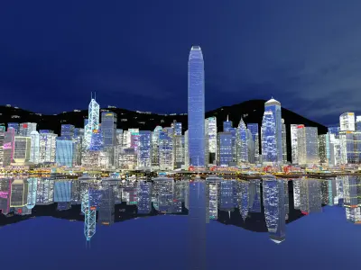 Hong Kong City Low-poly 3D model