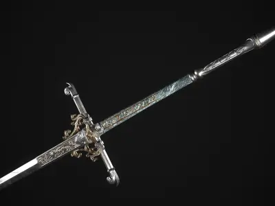 Fantazy Long Sword Medieval Melee Weapon Low-poly 3D model