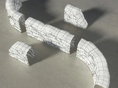 Sandbags Wall Construction Kit Low-poly 3D model