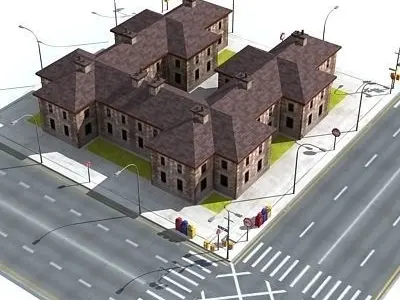 low poly city block 21 Low-poly 3D model