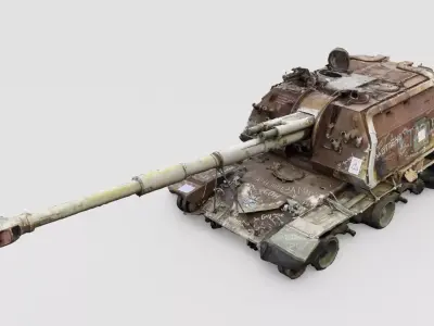 Destroyed 2S19 Msta 152 mm self-propelled howitzer M1990 3D model shop