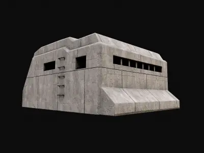 Military Concrete Bunker Base 6 Low-poly 3D model