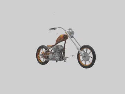 Custom Chopper Motorcycle model Low-poly 3D model