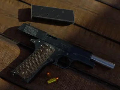 M1911 Pistol - Game Ready - PBR Textured - Rigged Low-poly 3D model