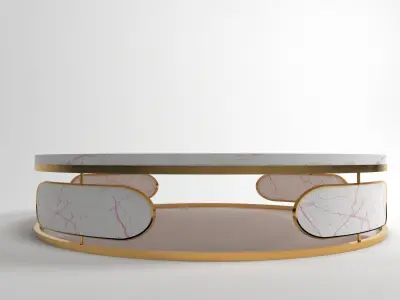 table 3d model gold and marble side Free low-poly 3D model