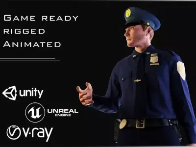 Policeman Character 02 Low-poly 3D model