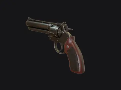 Stylized Grandfather Revolver Low-poly 3D model