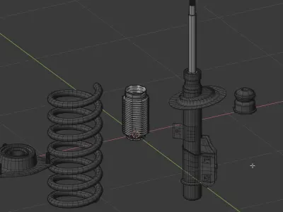 Set of spare parts shock absorber and 3D model