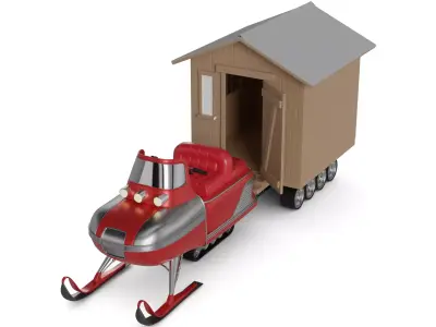 Snowmobile Fishing Shack 3D model