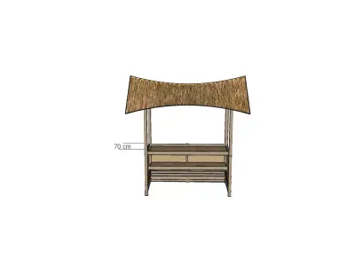 Bamboo Booth with Thatched Roof Traditional 3D Model Free 3D print model