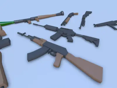 Low Poly Gun Pack - Optimized Weapons Low-poly 3D model