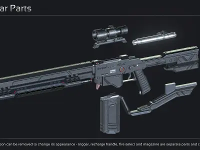 Scifi Sniper Rifle ARS 12 Low-poly 3D model