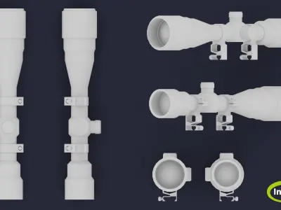 Sniper scope Low-poly 3D model