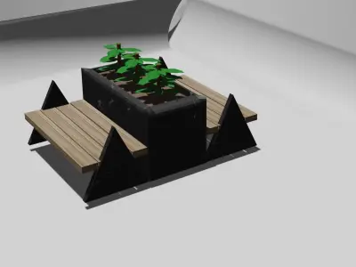  flower bench Free low-poly 3D model