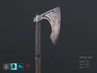 Viking Axe Low-poly 3D model 42