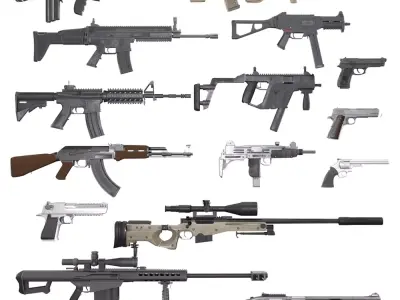 15 In 1 Weapon Pack Low-poly 3D model