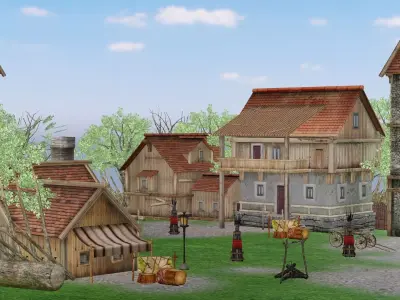 Modular Medieval Village - Blender Project Low-poly 3D Model Low-poly 3D model