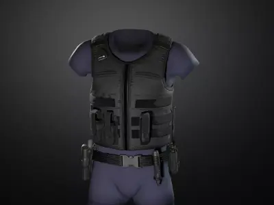 Police duty equipment Low-poly 3D model