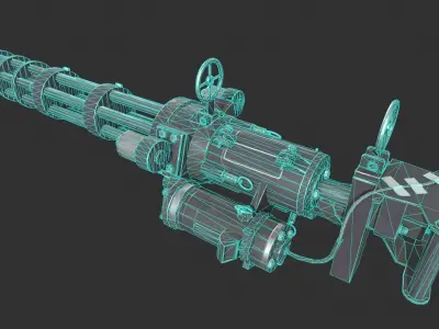 Gatling Gun Low-poly 3D model