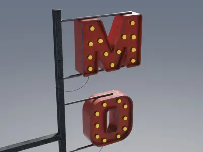 Retro Motel Sign with 4K Textures Low-poly 3D model