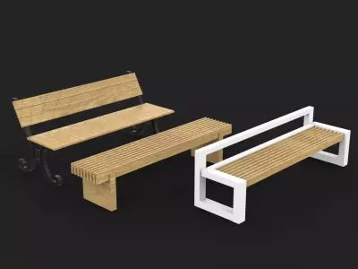  Garden Bench Low-poly 3D model