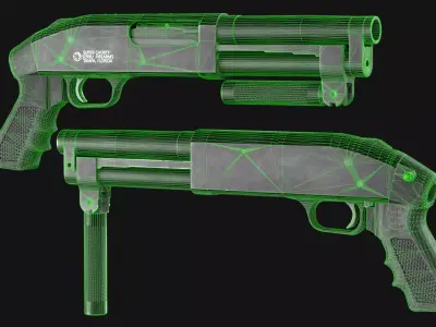 Serbu Super-Shorty - Mossberg 12 Gauge - Game Asset Low-poly 3D model