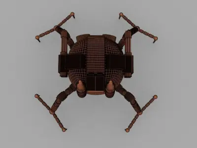 military robot spider killer Low-poly 3D model