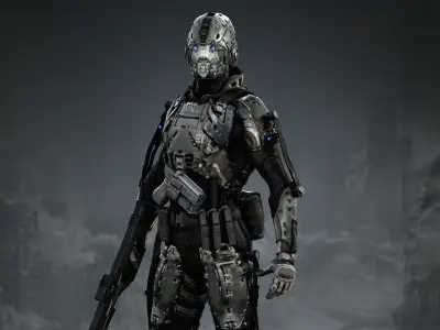 Elite Soldier from Warriors of Future  Low-poly 3D model