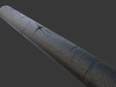 Rough Police Baton Game-Ready Low-poly 3D model