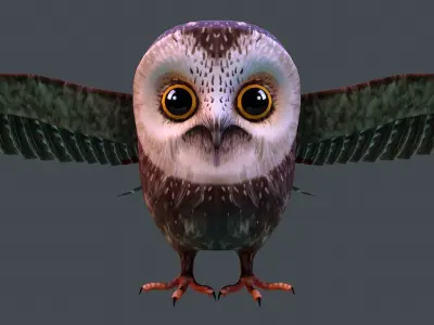 Owl bird Low-poly 3D model