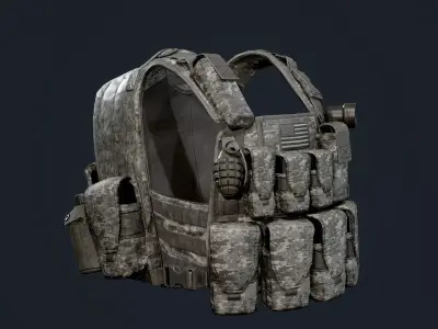 Military Gear Equipment Vest Game Ready Low-poly 3D model