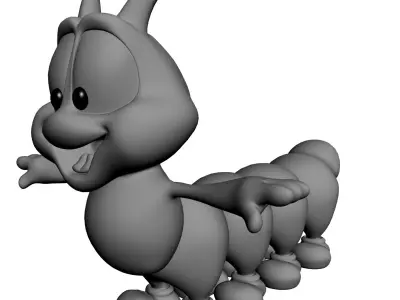 Cartoon Caterpillar Rigged Low-poly 3D model