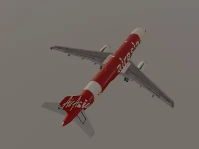 Air Asia airbus a320-214-216 low poly 3D model Low-poly 3D model