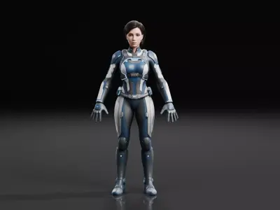 Sci Fi Female Pilot - Rigged Low-poly 3D model