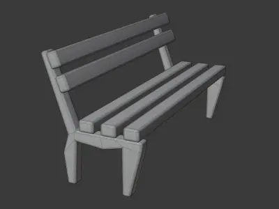 Stylized outdoor Bench Free low-poly 3D model
