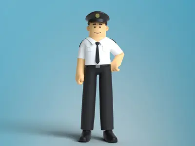 Minimal Pilot Cartoon Character 3D model