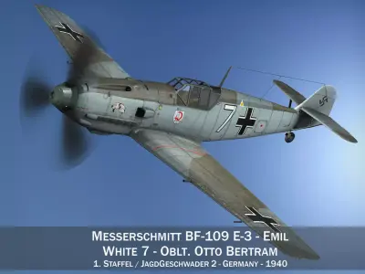 Messerschmitt - BF-109 E - White 7 3D model