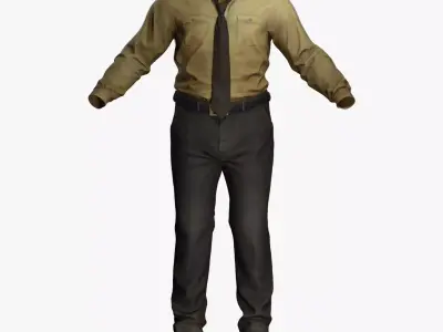 Detective Outfit - Male Uniform Low-poly 3D model