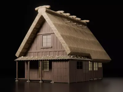 Feudal Japanese Village Modular Set 3D model
