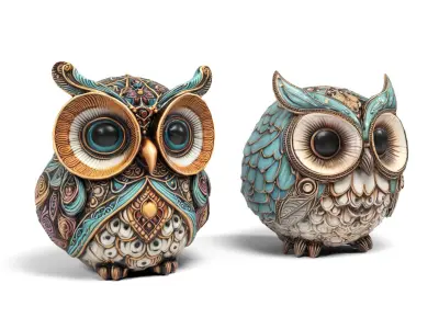 Owls figures Low-poly 3D model