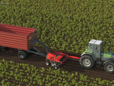 Tractor with Forage Harvester with Dump Trailer 3D model purchase