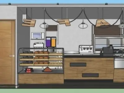 Pool 3D coffee shop interior design Free 3D model