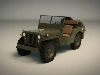 Low Poly Military Jeep 01 Low-poly 3D model