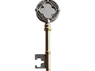 Ornate Vintage Skeleton Key Prop Low-poly 3D model