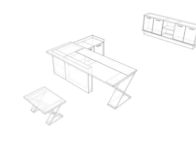 office furniture - EXECUTIVE DESK Low-poly 3D model