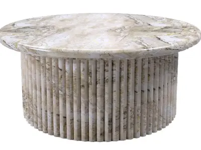 Round Beige Marble Dining Table Free 3D model