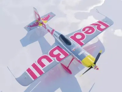 High Quality Zivko Edge 540 Silver Red Bull Livery 3D model