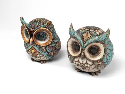 Owls figures Low-poly 3D model