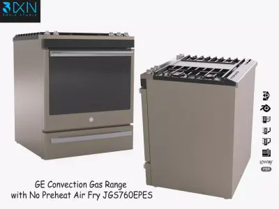 GE Convection Gas Range with No Preheat Air Fry JGS760EPES 3D model