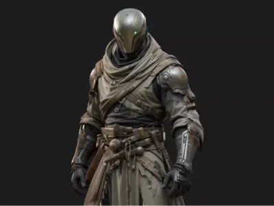 Sci-Fi Cyber Paladin Low-poly 3D model